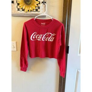 Coca Cola Red Cropped Long Sleeve Thermal Shirt Womens Small